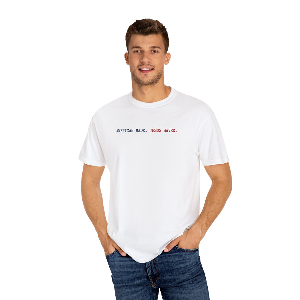 American Made Jesus Saved T-Shirt, Unisex Casual Tee, Faith-Based Top, Gift for Believers, Graphic Shirt, Everyday Wear