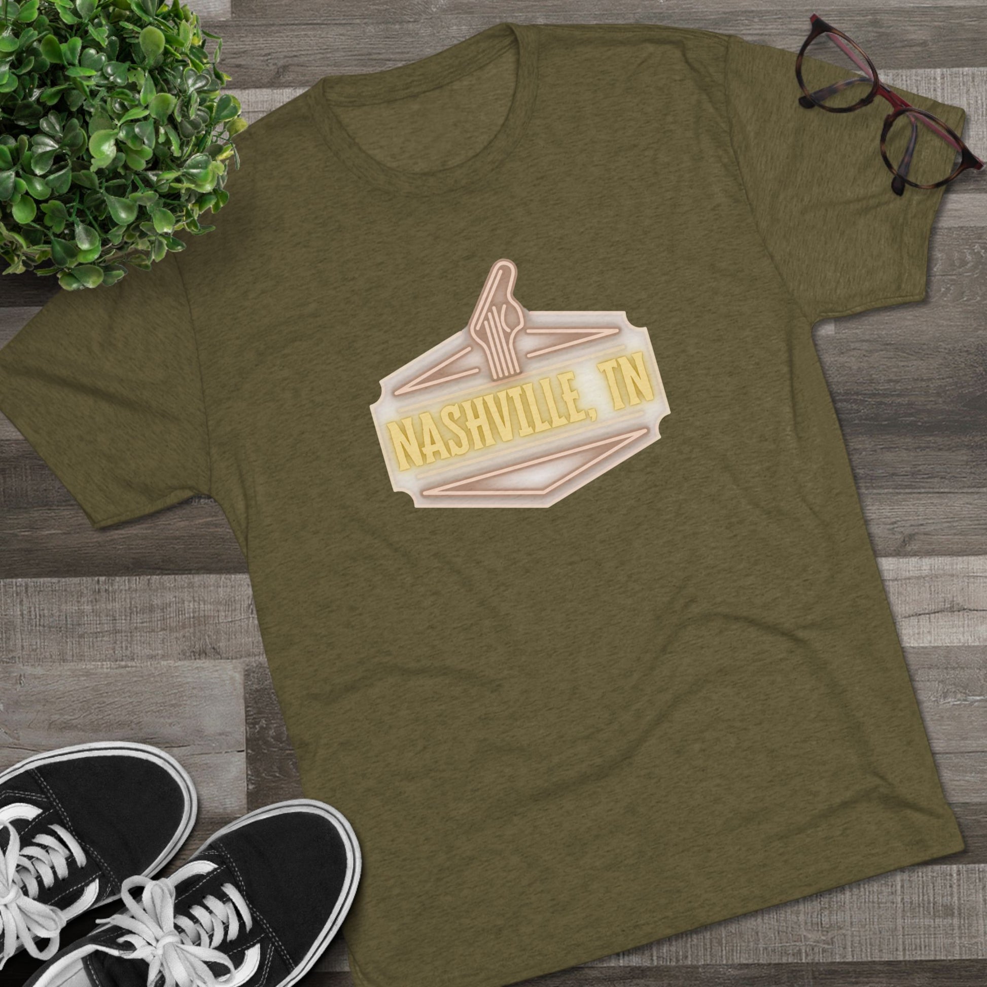 Nashville Music Tee, Unisex Tri-Blend Crew Shirt, Southern Style T-Shirt, Graphic Tee for Music Lovers, Nashville Souvenir Shirt