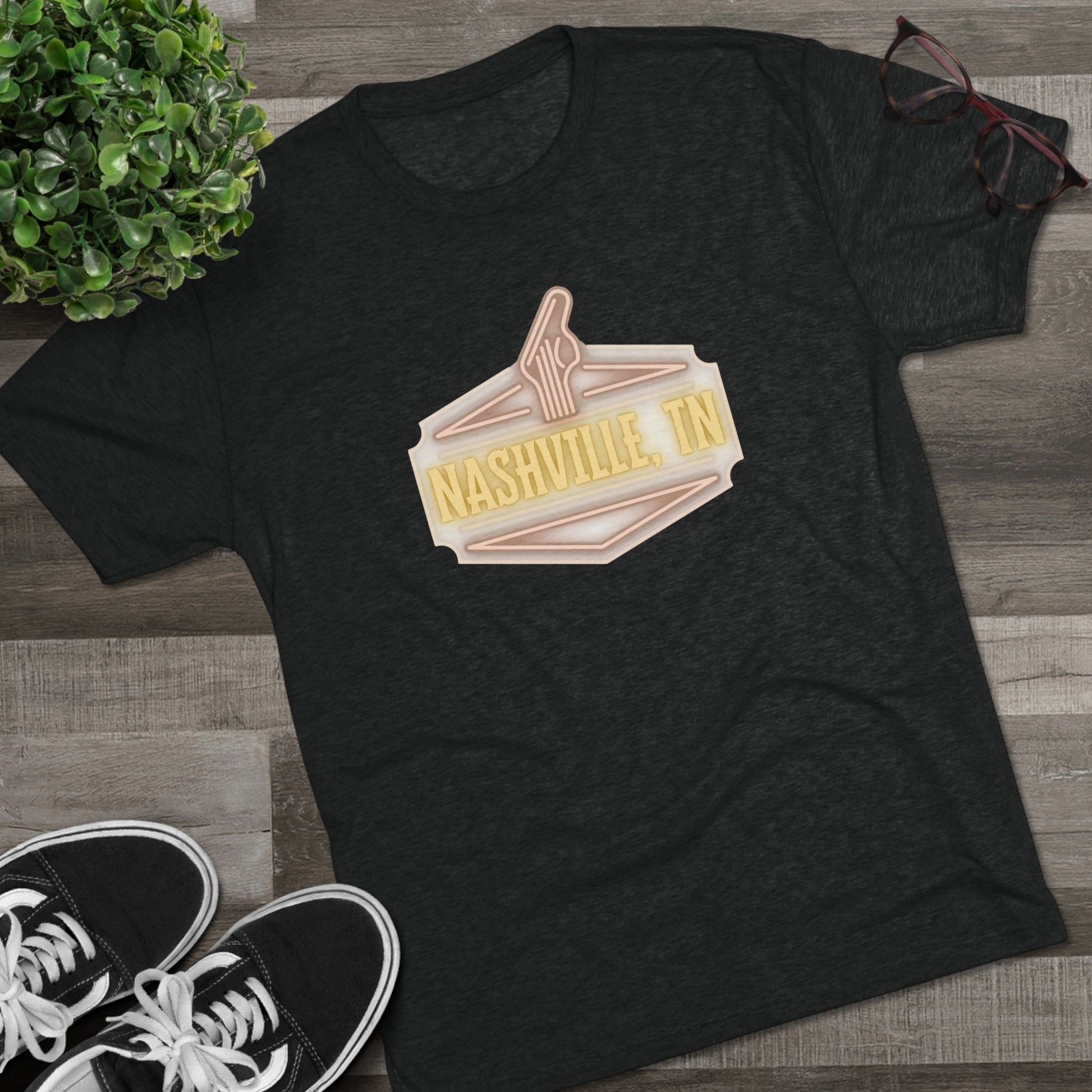 Nashville Music Tee, Unisex Tri-Blend Crew Shirt, Southern Style T-Shirt, Graphic Tee for Music Lovers, Nashville Souvenir Shirt