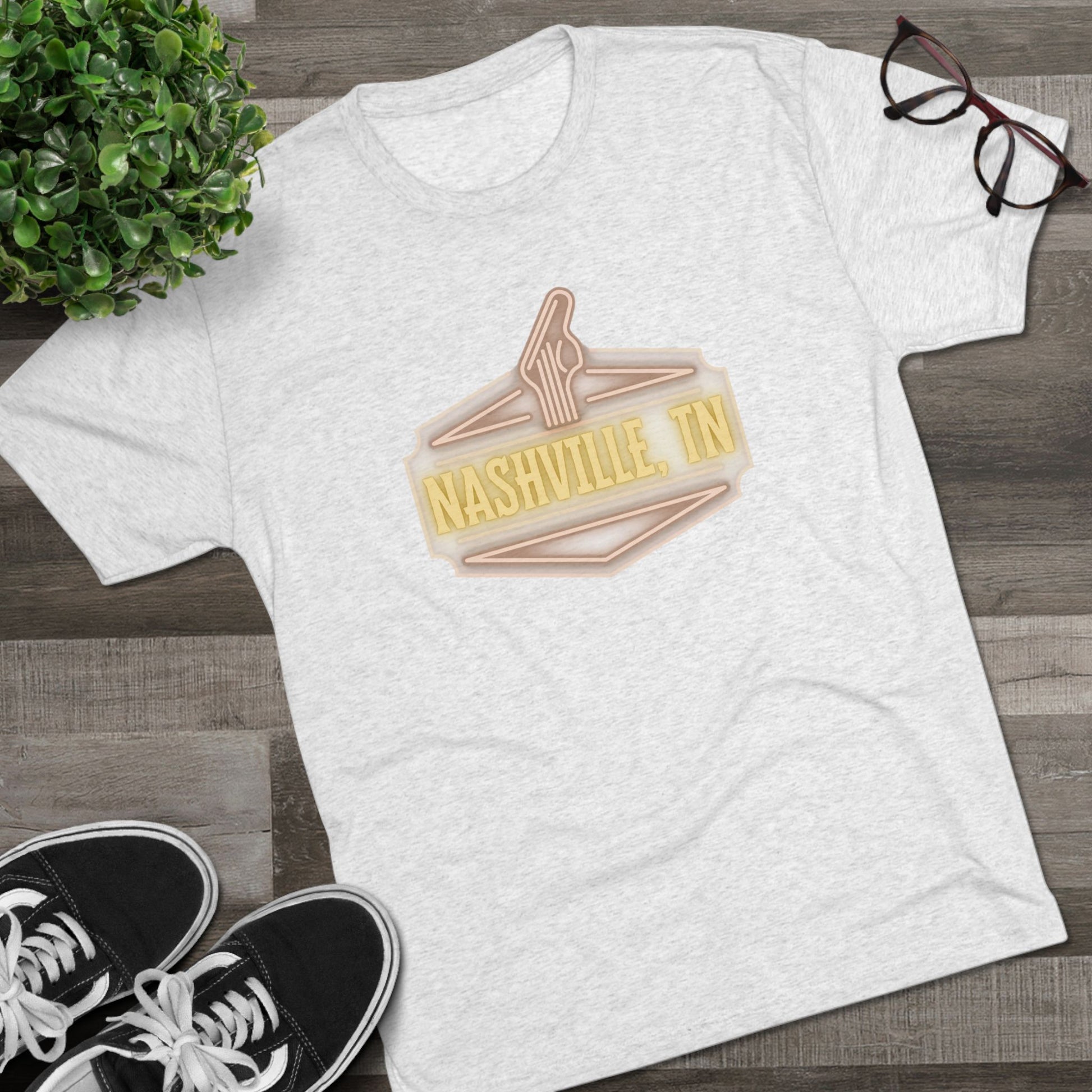 Nashville Music Tee, Unisex Tri-Blend Crew Shirt, Southern Style T-Shirt, Graphic Tee for Music Lovers, Nashville Souvenir Shirt