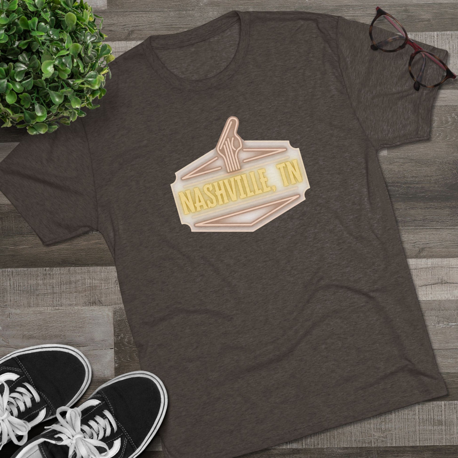 Nashville Music Tee, Unisex Tri-Blend Crew Shirt, Southern Style T-Shirt, Graphic Tee for Music Lovers, Nashville Souvenir Shirt