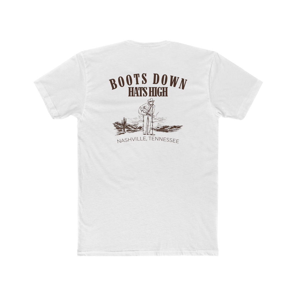 Boots Down Hats High Unisex Crew Tee, Western Shirt, Gift for Music Lovers, Southern Pride Tee, Casual Outfit for Every Day