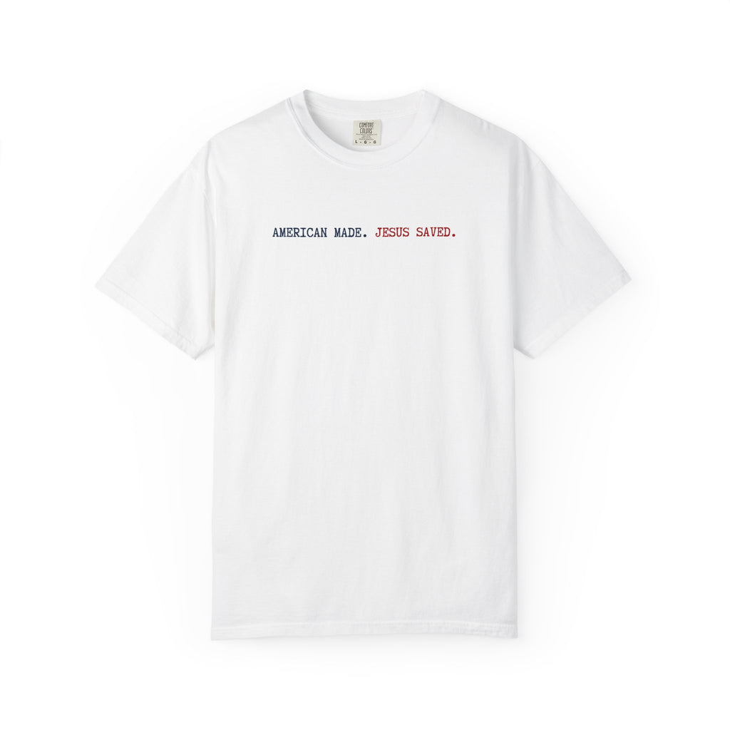 American Made Jesus Saved T-Shirt, Unisex Casual Tee, Faith-Based Top, Gift for Believers, Graphic Shirt, Everyday Wear