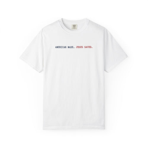 American Made Jesus Saved T-Shirt, Unisex Casual Tee, Faith-Based Top, Gift for Believers, Graphic Shirt, Everyday Wear