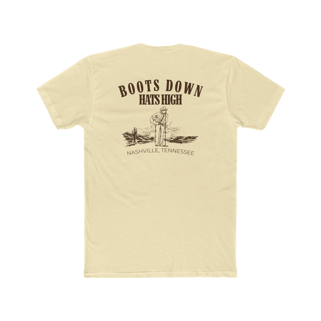 Boots Down Hats High Unisex Crew Tee, Western Shirt, Gift for Music Lovers, Southern Pride Tee, Casual Outfit for Every Day