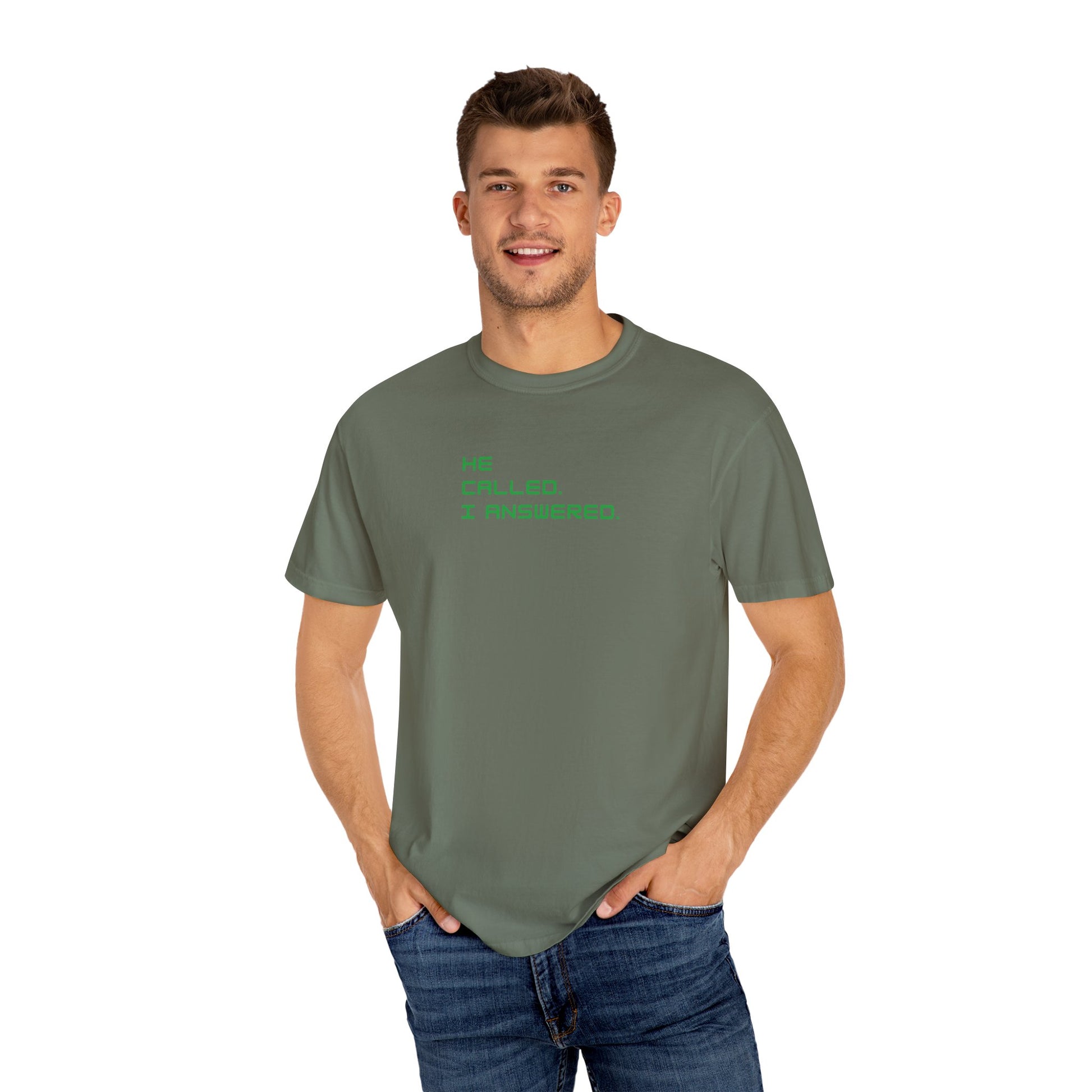Casual Statement Tee featuring 'He Called, I Answered' - Gift for Friends, Everyday Wear, Birthday Present, Team Events, Summer Style