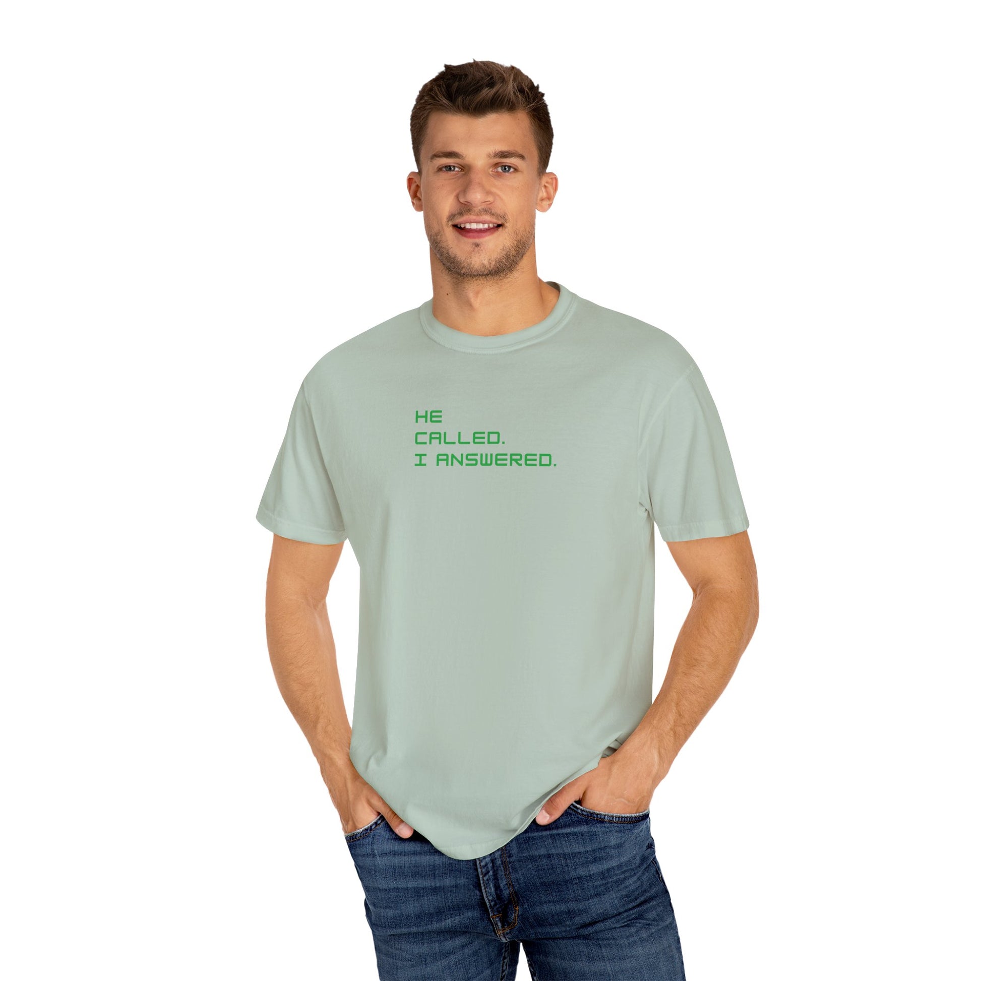 Casual Statement Tee featuring 'He Called, I Answered' - Gift for Friends, Everyday Wear, Birthday Present, Team Events, Summer Style