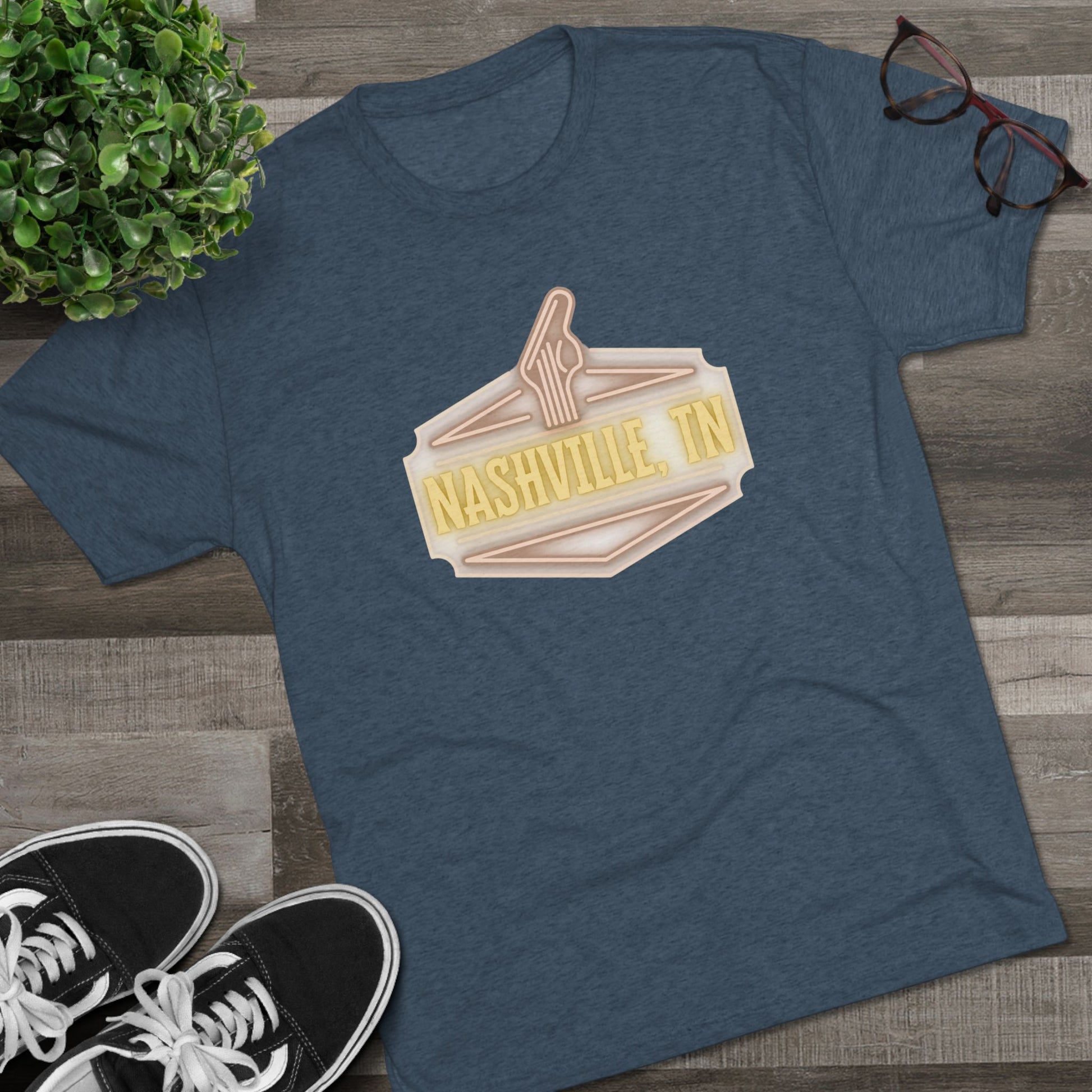 Nashville Music Tee, Unisex Tri-Blend Crew Shirt, Southern Style T-Shirt, Graphic Tee for Music Lovers, Nashville Souvenir Shirt