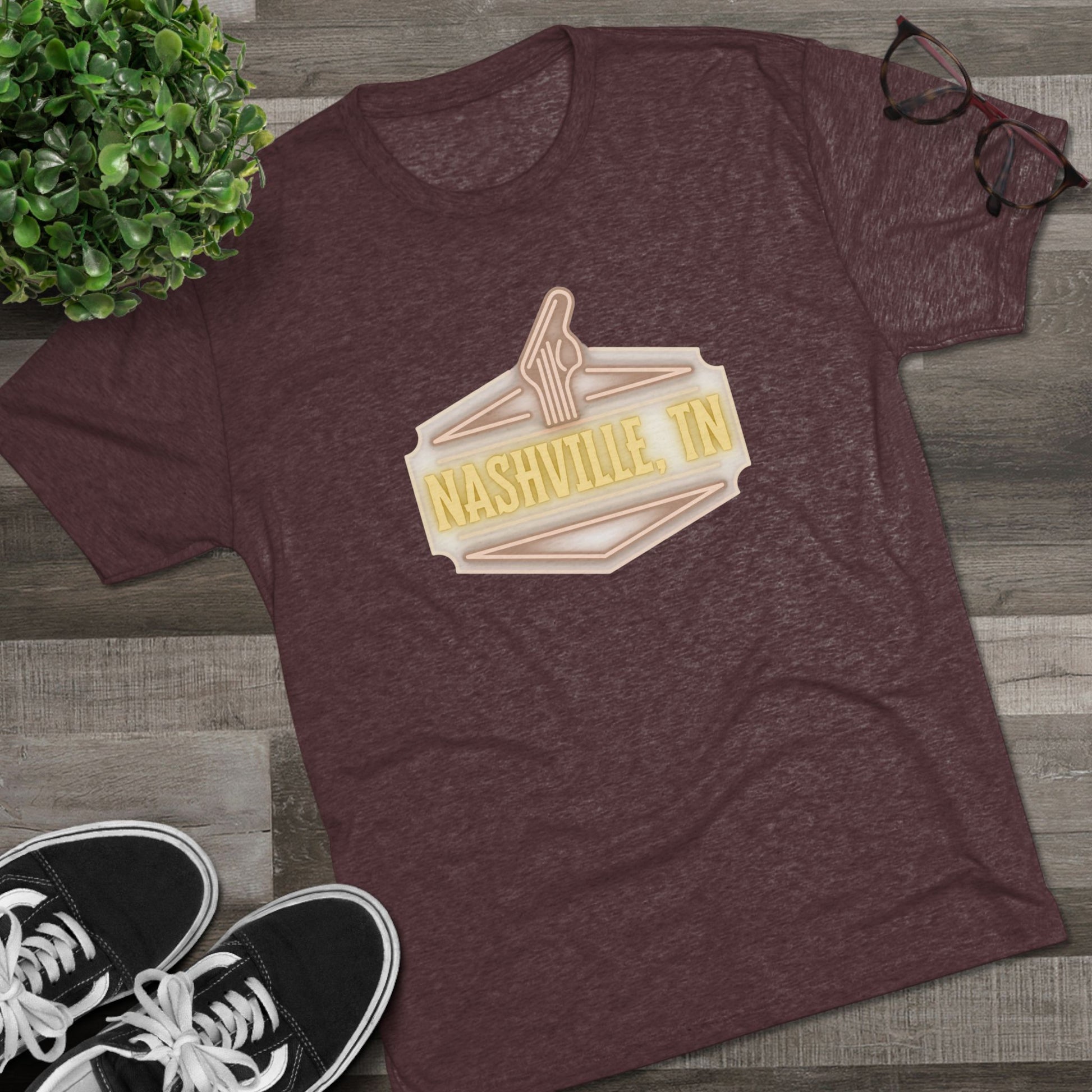 Nashville Music Tee, Unisex Tri-Blend Crew Shirt, Southern Style T-Shirt, Graphic Tee for Music Lovers, Nashville Souvenir Shirt